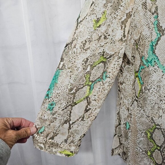 Covington Blouse Snakeskin Green Tribal Boho Grunge Casual L - Picture 3 of 15